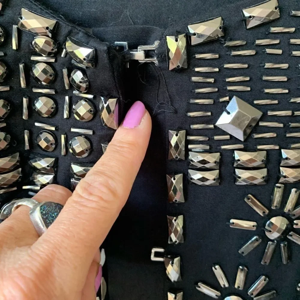 Studded Metallic Metal Short Sleeve Jacket